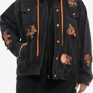 Disney Mickey Mouse & Friends Halloween Hooded Denim Jacket Plus Size